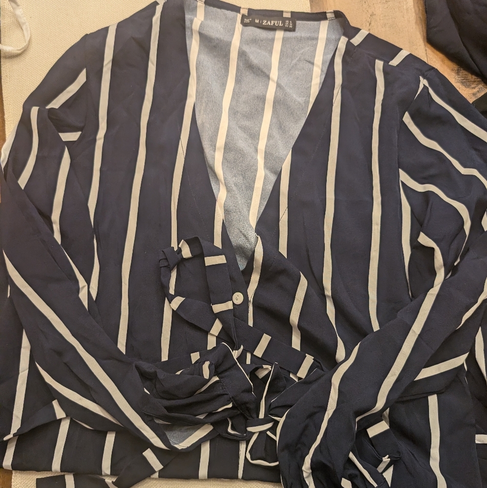 Navy Blue and White Striped Mini Dress